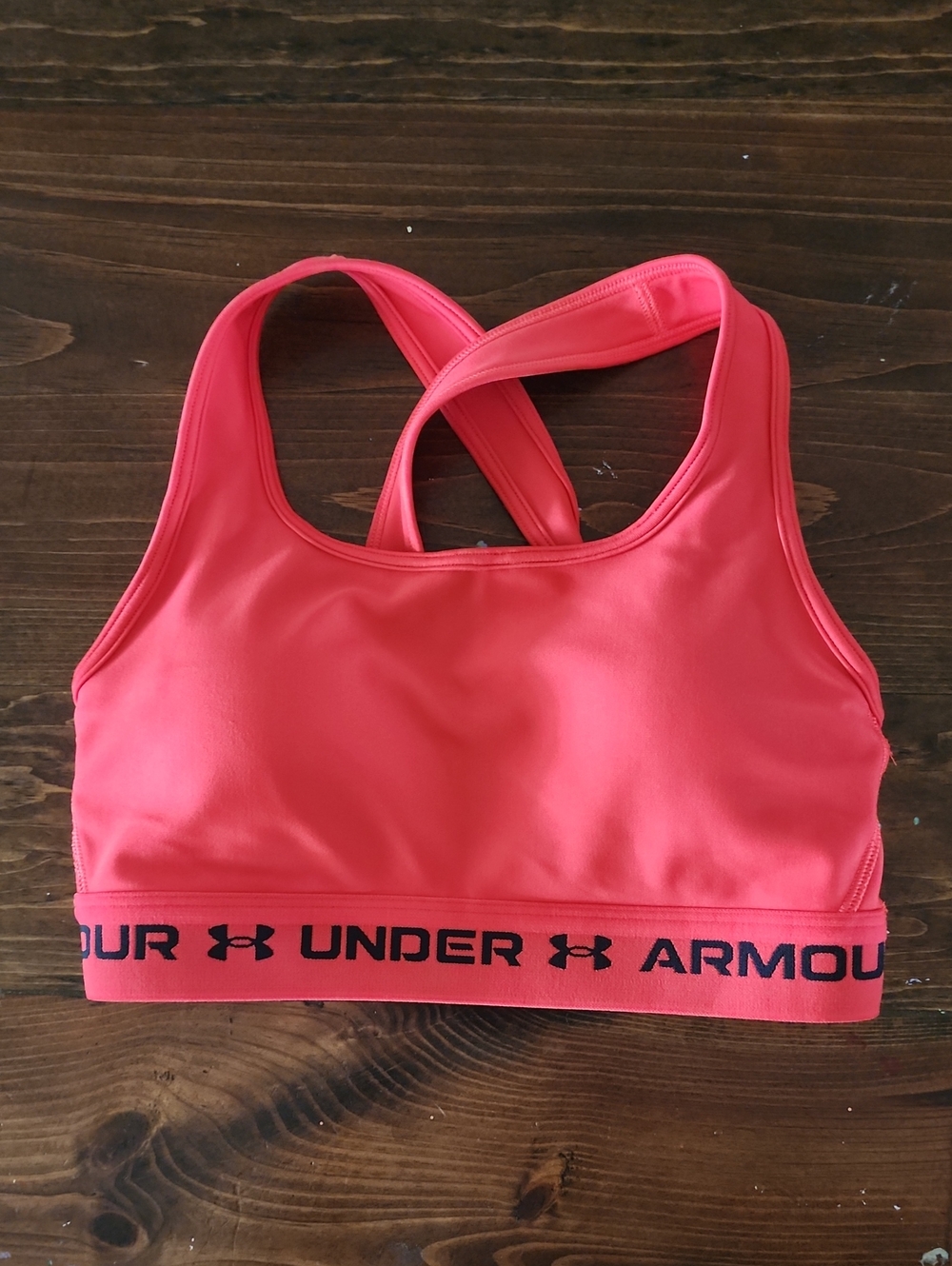 Under Armour Coral Crossback Sports Bra with Logo Band